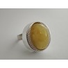 Ring with amber in beautiful patterned setting | AmberWave