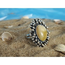Anillo con ámbar en engaste marino | AmberWave