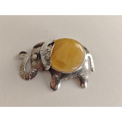 Unikatowy srebrny słoń szczęścia z bursztynowym sercem