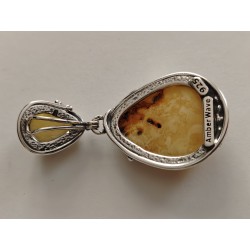 Unikatowy wisior z bursztynu i srebra