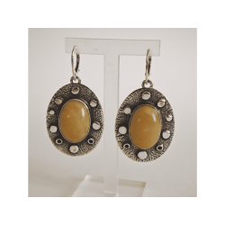 Pendientes con ámbar en engaste de plata | AmberWave