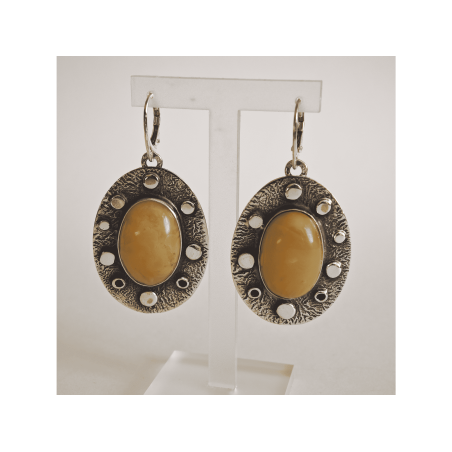 Pendientes con ámbar en engaste de plata | AmberWave