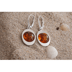Srebrne kolczyki z bursztynem