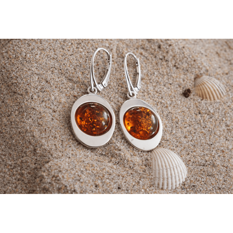 Srebrne kolczyki z bursztynem