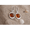 Srebrne kolczyki z bursztynem