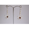 Pendientes florales con ámbar en engaste de plata |AmberWave
