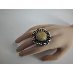 Ring with amber in marine setting | AmberWave