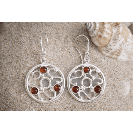 Srebrne kolczyki z bursztynkami