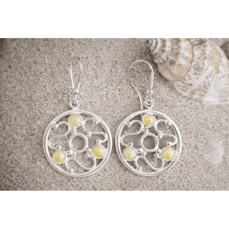 Silver earrings with small ambers | AmberWave