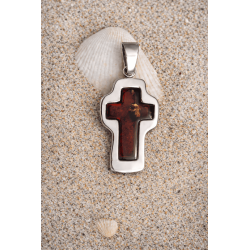 Unikatowy krzyż z bursztynem