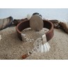 Watch bracelet with amber on thick leather strap | AmberWave