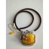 Unique pendant with frog and Baltic amber | AmberWave