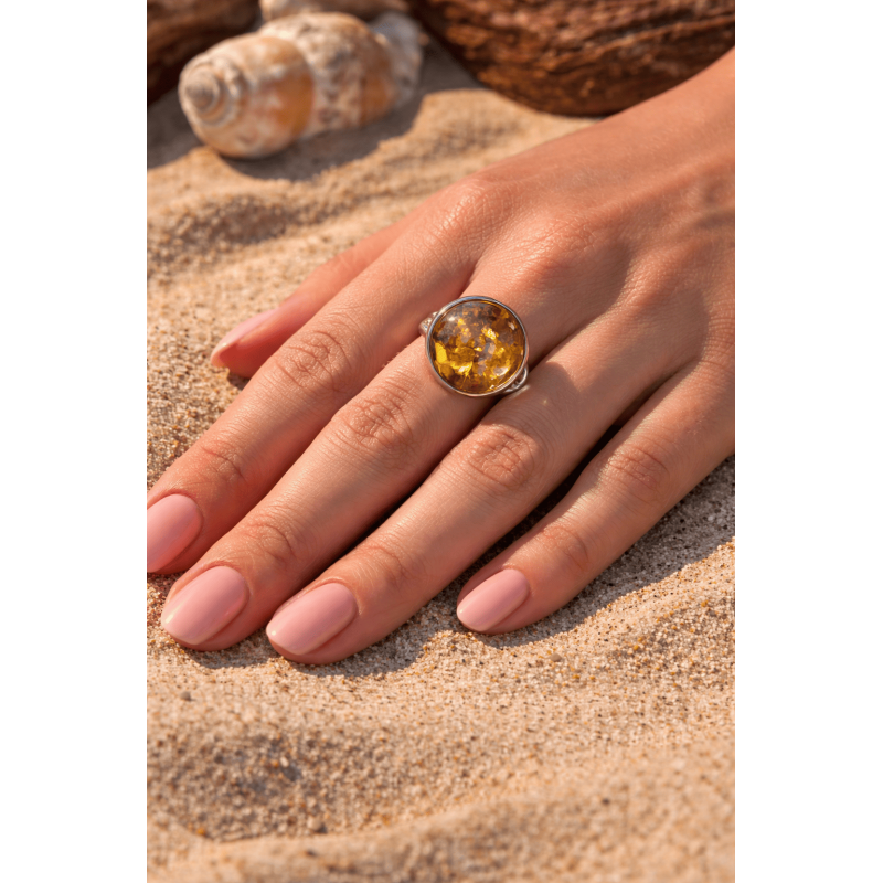 Anillo de plata 925 con ámbar báltico natural |AmberWave