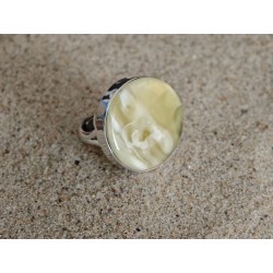 Coin ring with honey-white amber | AmberWave