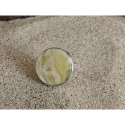 Coin ring with honey-white amber | AmberWave