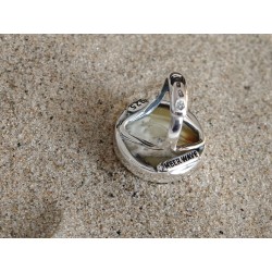 Coin ring with honey-white amber | AmberWave
