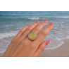 Coin ring with exceptional honey-white amber | AmberWave
