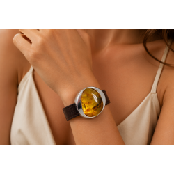 Watch bracelet with brown leather strap | AmberWave