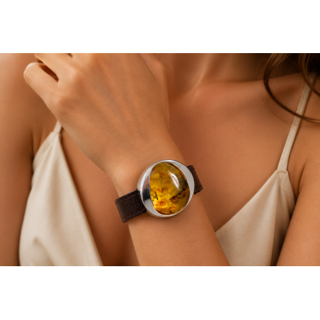 Watch bracelet with brown leather strap | AmberWave