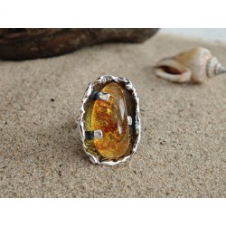 Anillo con hermoso ámbar en engaste original |AmberWave