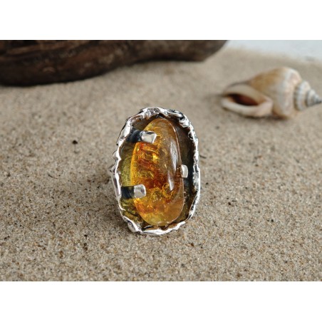 Ring with beautiful amber in original setting | AmberWave