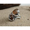Anillo único con ámbar báltico y lagartija |AmberWave