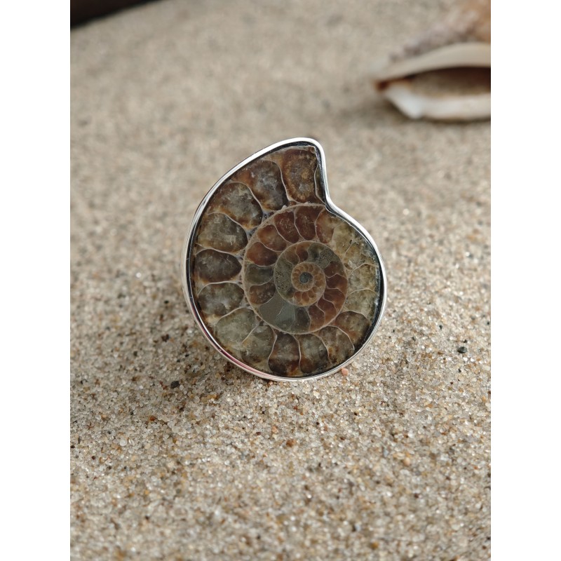 Unique ring with ammonite. | AmberWave