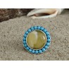 Exceptional ring with amber and turquoise magnesite