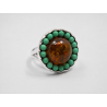 Anillo excepcional con ámbar y magnesita verde |AmberWave