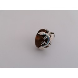 Ring with lizard and cognac-colored amber | AmberWave
