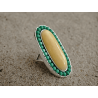 Anillo excepcional con ámbar miel y magnesita |AmberWave
