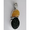 Unique pendant with volcanic rock and amber | AmberWave